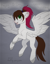 Size: 1280x1633 | Tagged: dead source, safe, artist:airfly-pony, imported from derpibooru, oc, oc only, oc:sunny way, pony, cheek fluff, chest fluff, ear fluff, female, leg fluff, looking up, rcf community, sketch, smiling, solo