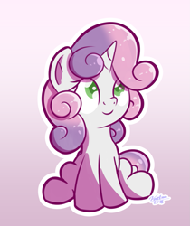Size: 1075x1280 | Tagged: safe, artist:vaetan, imported from derpibooru, sweetie belle, pony, unicorn, cute, female, filly, sitting, solo