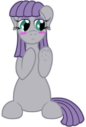 Size: 3000x4410 | Tagged: safe, artist:fascismnotincluded, imported from derpibooru, maud pie, pony, blushing, cute, female, heart, heart hoof, hoof heart, maudabetes, missing accessory, simple background, smiling, solo, transparent background, when she smiles