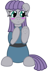 Size: 3000x4410 | Tagged: safe, artist:fascismnotincluded, imported from derpibooru, maud pie, pony, blushing, clothes, cute, female, heart, heart hoof, hoof heart, maudabetes, simple background, smiling, solo, transparent background, when she smiles