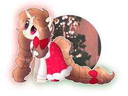 Size: 1024x768 | Tagged: safe, artist:at--ease, imported from derpibooru, oc, oc only, oc:gingar, pony, unicorn, braid, christmas, christmas tree, clothes, female, heterochromia, holiday, mare, solo, tree