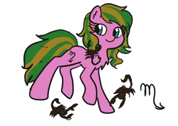 Size: 1024x724 | Tagged: safe, artist:ladycookie, imported from derpibooru, oc, oc:scorpio, arachnid, earth pony, pony, scorpion, flat colors, scorpio, walking