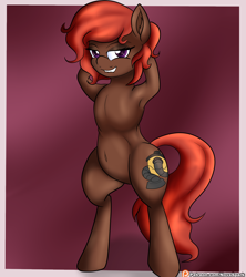 Size: 1600x1800 | Tagged: safe, artist:novaspark, imported from derpibooru, oc, oc only, earth pony, pony, armpits, belly button, lip bite, solo, standing