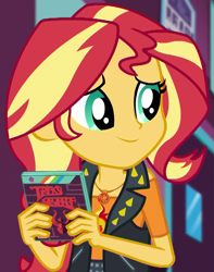 Size: 707x896 | Tagged: safe, imported from derpibooru, screencap, sunset shimmer, a fine line, equestria girls, equestria girls series, cropped, female, geode of empathy, magical geodes, solo, tirek's revenge