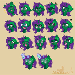 Size: 3500x3500 | Tagged: safe, artist:zobaloba, imported from derpibooru, oc, oc only, oc:buggy code, pony, :p, commission, emoticon, emotions, silly, solo, sticker, sticker set, tongue out