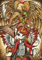 Size: 1644x2335 | Tagged: safe, artist:canvymamamoo, imported from derpibooru, oc, oc:indonisty, anthro, bird, eagle, pony, semi-anthro, belly button, emblem, garuda, indonesia, jojo's bizarre adventure