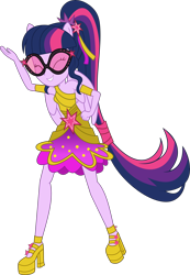 Size: 5675x8210 | Tagged: safe, artist:digimonlover101, artist:shootingstarsentry, imported from derpibooru, sci-twi, twilight sparkle, dance magic, equestria girls, spoiler:eqg specials, absurd resolution, clothes, dancing, dress, eyes closed, female, platform shoes, ponied up, scitwilicorn, simple background, solo, transparent background, vector, wings