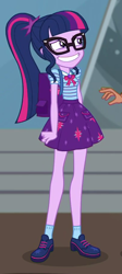 Size: 406x907 | Tagged: safe, imported from derpibooru, screencap, sci-twi, timber spruce, twilight sparkle, equestria girls, equestria girls series, star crossed, cropped, female, geode of telekinesis, grin, magical geodes, nervous, nervous grin, offscreen character, smiling, solo focus