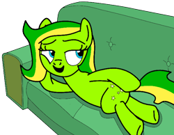 Size: 600x466 | Tagged: safe, artist:didgereethebrony, imported from derpibooru, oc, oc only, oc:boomerang beauty, earth pony, pony, couch, draw me like one of your french girls, solo, titanic, we don't normally wear clothes