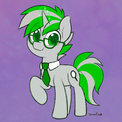 Size: 947x947 | Tagged: safe, artist:dawnfire, imported from derpibooru, oc, oc only, pony, commission, glasses, male, necktie, raised hoof, simple background, smiling, stallion