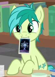 Size: 342x477 | Tagged: safe, imported from derpibooru, screencap, sandbar, tree of harmony, earth pony, pony, what lies beneath, cropped, cute, cutie mark, male, photo, sandabetes, smiling, solo, teenager