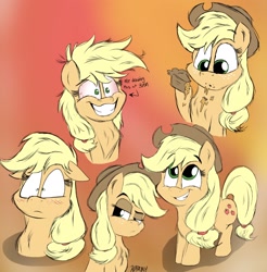 Size: 2000x2036 | Tagged: safe, artist:kdbrony, imported from derpibooru, applejack, earth pony, pony, blushing, female, food, freckles, hat, mare, pie, sketch, sketch dump, smiling, solo