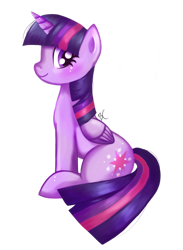 Size: 1024x1400 | Tagged: safe, artist:buru-misu, artist:burû, imported from derpibooru, twilight sparkle, alicorn, pony, blushing, cutie mark, female, looking at you, mare, simple background, sitting, smiling, solo, transparent background, twilight sparkle (alicorn)