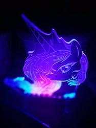 Size: 1536x2048 | Tagged: safe, artist:vasgotec, artist:veyronraze, imported from derpibooru, princess luna, acrylic plastic, acrylight, craft, engraving, glow, glowing, irl, led, photo