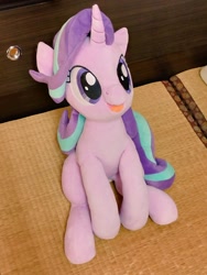 Size: 768x1024 | Tagged: safe, artist:nekokevin, imported from derpibooru, starlight glimmer, pony, unicorn, series:nekokevin's glimmy, cute, female, glimmerbetes, irl, mare, open mouth, photo, plushie, sitting, smiling, solo