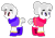 Size: 615x436 | Tagged: safe, artist:eggi-myst3ry, artist:selenaede, imported from derpibooru, oc, oc only, oc:tiana, oc:timothy, pony, unicorn, base used, boots, clothes, crossover, cuphead, gloves, grin, pac-man eyes, pacman eyes, ponified, shoes, simple background, smiling, studio mdhr, the terrific twins, transparent background