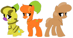 Size: 782x413 | Tagged: safe, artist:eggi-myst3ry, artist:selenaede, imported from derpibooru, earth pony, pony, base used, carrot, crossover, cuphead, food, grin, moe tato, onion, pac-man eyes, pacman eyes, potato, psycarrot, raised hoof, simple background, smiling, studio mdhr, the root pack, transparent background, weepy