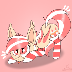 Size: 768x768 | Tagged: safe, artist:awoomarblesoda, imported from derpibooru, oc, oc only, oc:shortcake, bat pony, pony, clothes, female, mare, simple background, socks, solo, striped socks