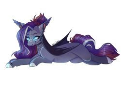 Size: 1024x768 | Tagged: safe, artist:akiiichaos, imported from derpibooru, oc, oc only, oc:theo, demon pony, pony, female, prone, simple background, solo, transparent background