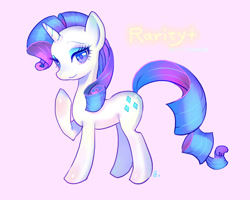 Size: 1000x800 | Tagged: safe, artist:mozuright, imported from derpibooru, rarity, pony, unicorn, female, mare, pink background, simple background, solo