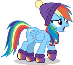 Size: 5000x4449 | Tagged: safe, artist:luckreza8, imported from derpibooru, rainbow dash, pegasus, pony, best gift ever, .svg available, absurd resolution, clothes, female, hat, hoof shoes, mare, mittens, open mouth, simple background, solo, transparent background, vector, walking, winter outfit