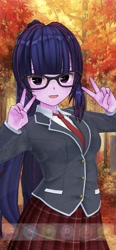 Size: 554x1199 | Tagged: safe, artist:weiliy, imported from derpibooru, sci-twi, twilight sparkle, human, equestria girls, 3d, clothes, female, glasses, looking at you, school uniform, solo