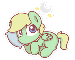 Size: 1280x1024 | Tagged: safe, artist:sugar morning, imported from derpibooru, oc, oc only, oc:lemming, dog pony, pegasus, pony, :p, chibi, curled up, cute, lying down, male, moon, pillow, silly, simple background, sleeping, solo, stallion, stars, tongue out, transparent background, ych result