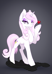 Size: 2475x3500 | Tagged: safe, artist:arctic-fox, imported from derpibooru, fleur-de-lis, pony, unicorn, blowing a kiss, catsuit, female, heart, latex, latex suit, mare, one eye closed, patreon, solo, stupid sexy fleur-de-lis, undressed