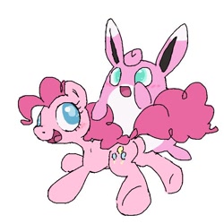 Size: 600x600 | Tagged: safe, artist:ume89s, imported from derpibooru, pinkie pie, pony, wigglytuff, crossover, female, mare, open mouth, pokémon, smiling