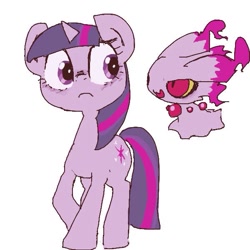 Size: 600x600 | Tagged: safe, artist:ume89s, imported from derpibooru, twilight sparkle, ghost, misdreavus, pony, crossover, female, frown, mare, pokémon