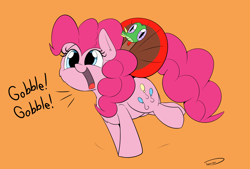 Size: 3496x2362 | Tagged: safe, artist:taurson, imported from derpibooru, gummy, pinkie pie, alligator, pony, turkey, cute, diapinkes, female, holiday, mare, smiling, thanksgiving