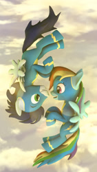 Size: 1080x1920 | Tagged: safe, artist:atlasandphantom, imported from derpibooru, rainbow dash, soarin', pony, 3d, clothes, female, flying, male, shipping, soarindash, source filmmaker, straight, tumblr, uniform, wonderbolts uniform