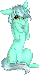 Size: 518x969 | Tagged: safe, artist:sychia, imported from derpibooru, lyra heartstrings, pony, unicorn, :p, cute, eye clipping through hair, female, floppy ears, lyrabetes, mare, silly, simple background, sitting, solo, squishy cheeks, tongue out, transparent background