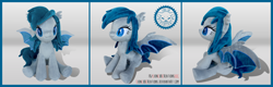 Size: 3600x1150 | Tagged: safe, artist:lioncubcreations, imported from derpibooru, oc, oc only, bat pony, pony, bat pony oc, bat wings, gray, plushie, sitting, solo, wings