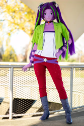 Size: 4000x6000 | Tagged: safe, artist:mimickig, imported from derpibooru, aria blaze, human, equestria girls, animegao kigurumi, clothes, cosplay, costume, dazzling, irl, irl human, kigurumi, mask, outdoors, photo, solo