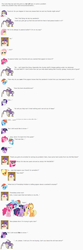 Size: 917x2755 | Tagged: safe, artist:dziadek1990, artist:tomfraggle, imported from derpibooru, applejack, fluttershy, pinkie pie, rainbow dash, rarity, twilight sparkle, pigeon, confused, conversation, crossover, cutie map, dialogue, emote story, emotes, food, mane six, mission accomplished, ok ko let's be heroes, peanut butter, random, requested art, sandwich, senile, tan, tanning, text