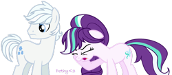 Size: 1024x448 | Tagged: safe, artist:doroshll, imported from derpibooru, double diamond, oc, oc:snow twinkle, earth pony, pony, father and daughter, female, male, mare, offspring, parent:double diamond, parent:starlight glimmer, parents:glimmerdiamond, simple background, transparent background