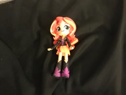 Size: 2048x1536 | Tagged: safe, artist:theanimefanz, imported from derpibooru, sunset shimmer, equestria girls, bed, doll, equestria girls minis, irl, photo, toy, twitter link