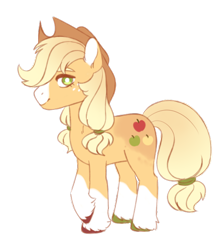 Size: 435x497 | Tagged: safe, artist:pandemiamichi, artist:s1nb0y, imported from derpibooru, applejack, earth pony, pony, alternate cutie mark, alternate design, coat markings, colored hooves, cowboy hat, female, hat, looking at you, mare, simple background, socks (coat marking), socks (coat markings), solo, transparent background, unshorn fetlocks