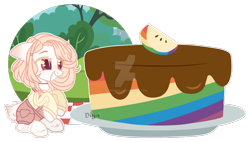 Size: 1920x1092 | Tagged: safe, artist:dianamur, imported from derpibooru, oc, oc only, earth pony, pony, cake, clothes, deviantart watermark, female, food, mare, obtrusive watermark, solo, watermark, zap apple cake