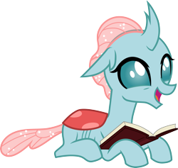 Size: 3171x3000 | Tagged: safe, artist:cloudy glow, artist:cloudyglow, imported from derpibooru, ocellus, changedling, changeling, school daze, .ai available, book, cute, diaocelles, female, prone, simple background, smiling, solo, transparent background, vector