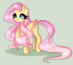 Size: 836x748 | Tagged: safe, artist:lannarainbows, imported from derpibooru, fluttershy, pegasus, pony, female, folded wings, mare, pixel art, raised hoof, simple background, solo, standing, wings