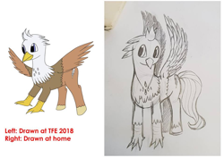 Size: 960x678 | Tagged: safe, artist:casparraillen, imported from derpibooru, oc, oc:silver quill, pony, comparison, digital art, sketch, the friendship express, traditional art