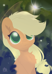 Size: 1280x1808 | Tagged: safe, artist:kebchach, imported from derpibooru, applejack, earth pony, pony, applejack's hat, chest fluff, clothes, cowboy hat, cute, ear fluff, female, hat, jackabetes, lineless, mare, signature, smiling, solo