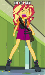 Size: 600x990 | Tagged: safe, edit, edited screencap, imported from derpibooru, screencap, sunset shimmer, equestria girls, equestria girls series, forgotten friendship, boots, clothes, eyes closed, female, geode of empathy, jacket, legs, magical geodes, memeful.com, money, mouthpiece, shoes, solo