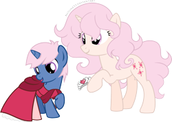 Size: 1433x1022 | Tagged: safe, artist:nstone53, imported from derpibooru, oc, oc:azure/sapphire, oc:rose diamond, pony, brother and sister, clothes, crossdressing, dress, dress-up, female, male, ponysona