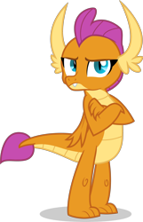 Size: 2408x3731 | Tagged: safe, artist:tomfraggle, imported from derpibooru, smolder, dragon, school daze, season 8, crossed arms, dragoness, female, looking at you, simple background, smolder is not amused, solo, tail, transparent background, vector