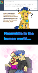 Size: 1024x1960 | Tagged: safe, artist:askflashsentrythegaurdpony, imported from derpibooru, flash sentry, sunset shimmer, equestria girls, female, flashimmer, male, shipping, straight, tumblr