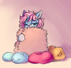 Size: 1280x1226 | Tagged: safe, artist:bukkustuff, imported from derpibooru, oc, oc only, pony, unicorn, blanket burrito, cushion, horn, pillow, unicorn oc