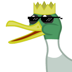 Size: 300x300 | Tagged: safe, imported from derpibooru, bird, duck, crown, deal with it, duck king, generic animal, jewelry, op, regalia, simple background, solo, sunglasses, swag glasses, transparent background